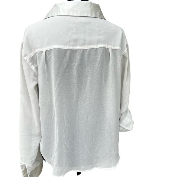 Wet Seal women’s size M sheer white button-down, long sleeve top - Picture 4 of 8